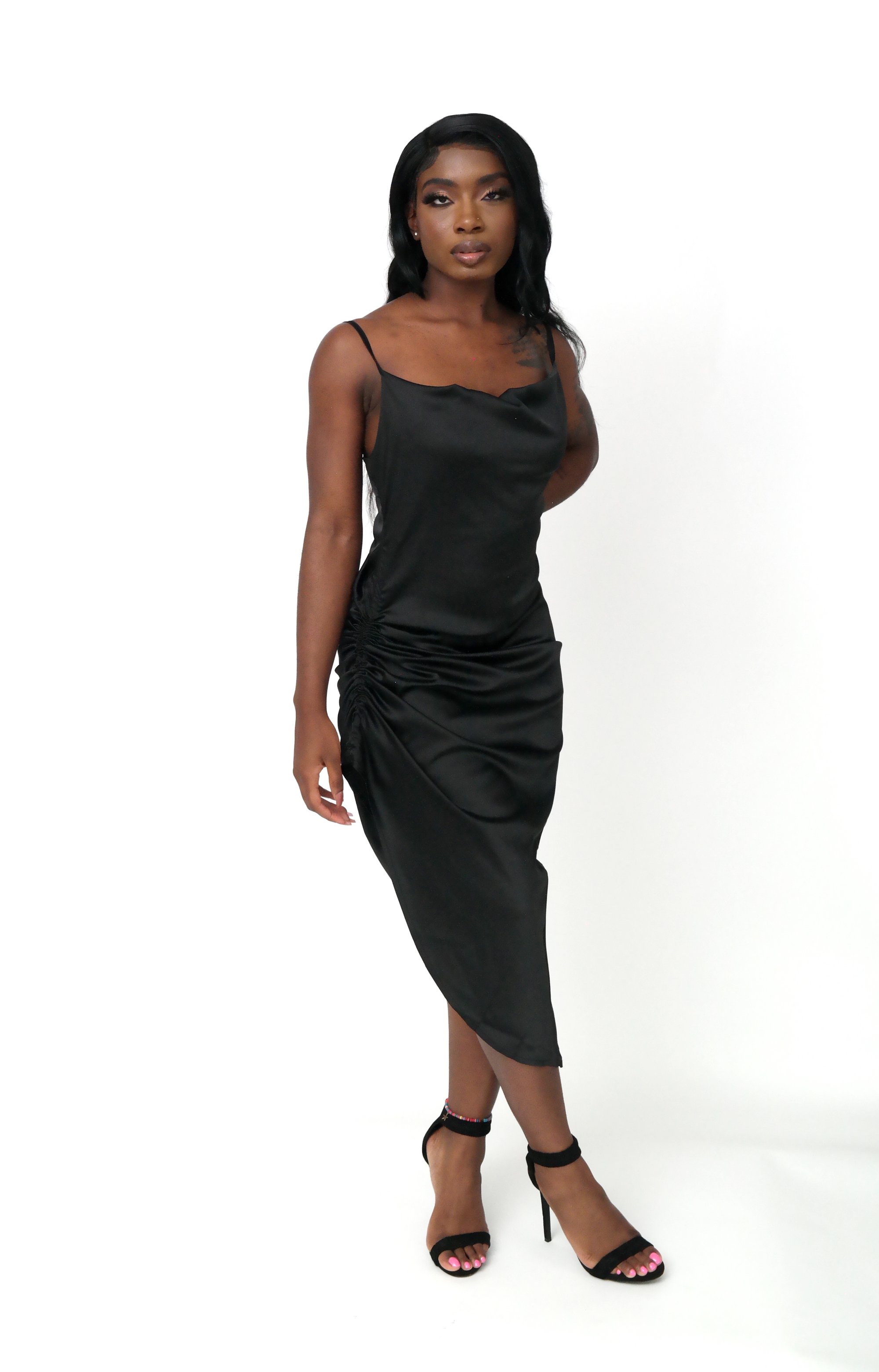 Satin Drawstring Dress Poshklosett